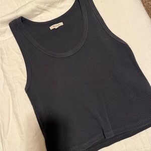 Madewell Black / dark charcoal gray Fitted Crop Tank Top
